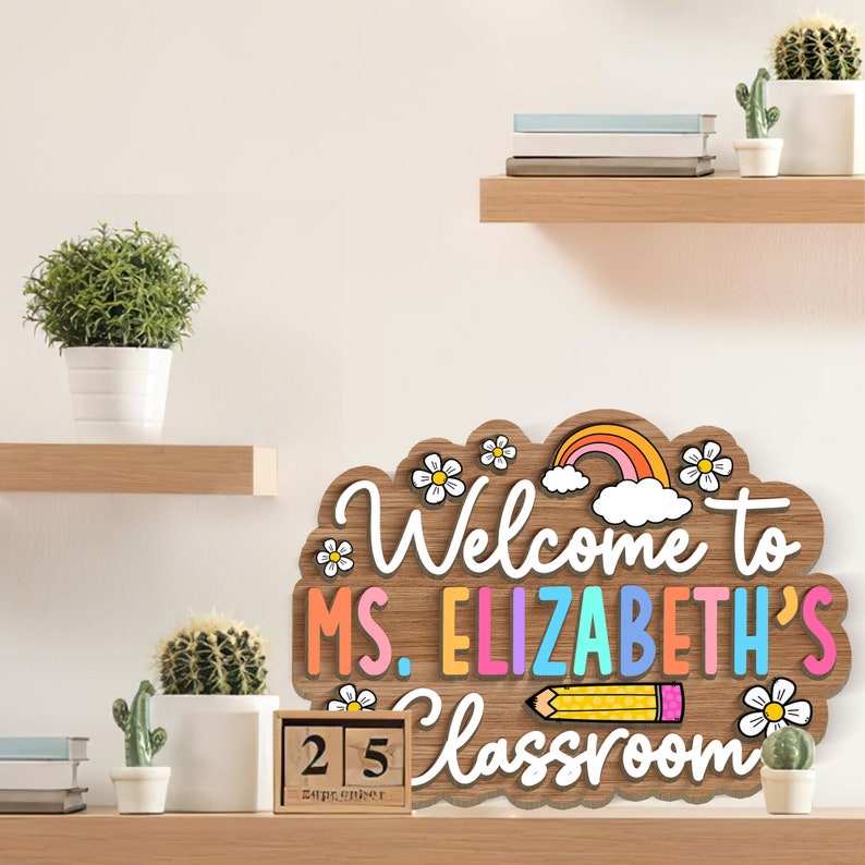 Personalized 3D Teacher Door Sign, Teacher Gifts, Classroom Welcome Sign, Back to School Gift, 3D Teacher Name Sign, Classroom Decoration