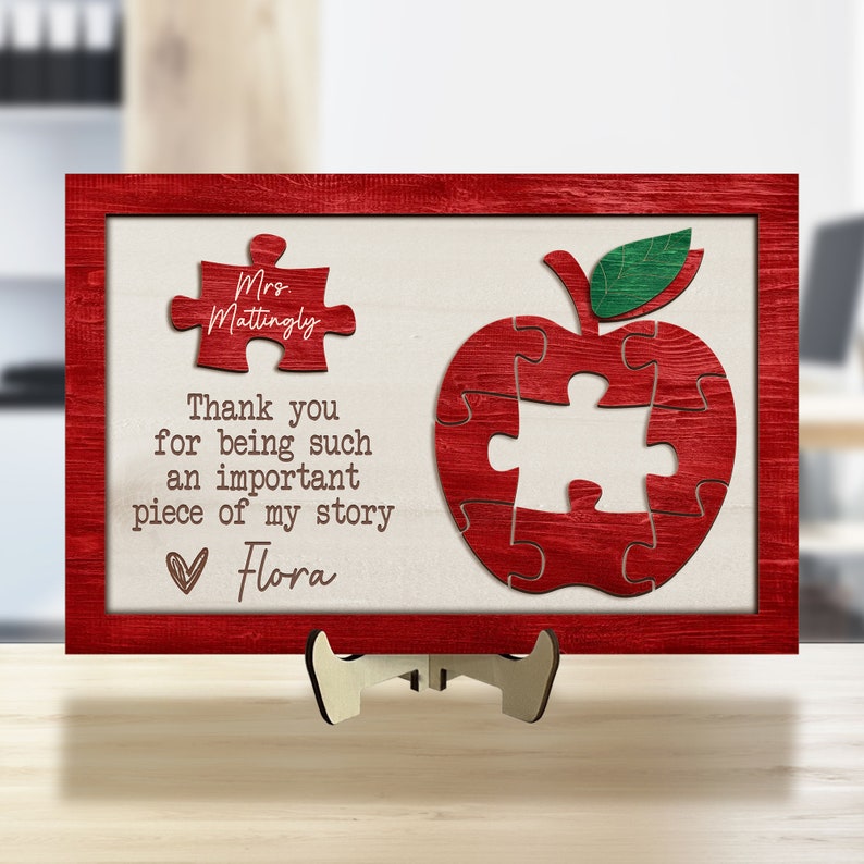 Personalized Teacher Back To School Gifts, Teacher Gift Wooden Sign,Thank You For Being An Important Piece Of My Story,Gift For Teacher Week