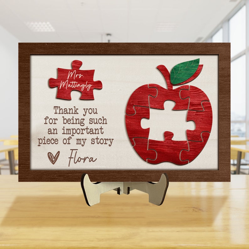 Personalized Teacher Back To School Gifts, Teacher Gift Wooden Sign,Thank You For Being An Important Piece Of My Story,Gift For Teacher Week