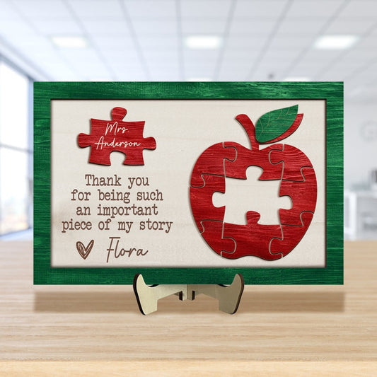 Personalized Teacher Back To School Gifts, Teacher Gift Wooden Sign,Thank You For Being An Important Piece Of My Story,Gift For Teacher Week