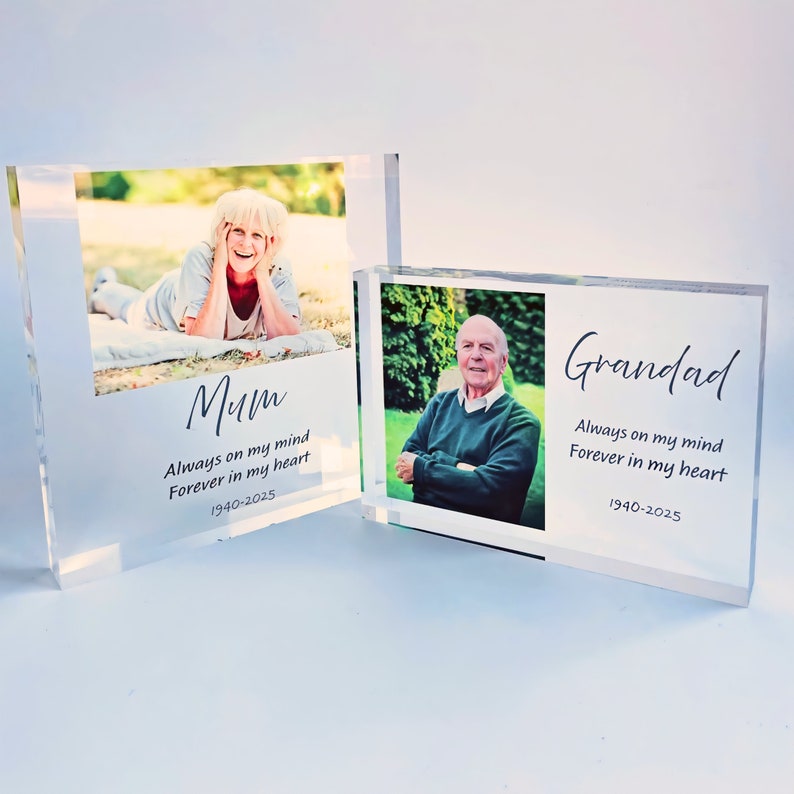 Personalised Memorial Gift - Custom Photo Plaque Keepsake for Friends & Family - Remembrance Acrylic Photo Block-Sympathy Gift for Loved One