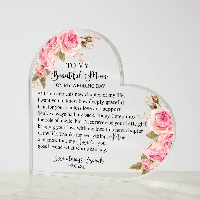 Personalized Mother of the Bride Gift from Daughter, Custom Acrylic Plaque for Bride Mother, Wedding Keepsake Gifts for Mother of the Bride