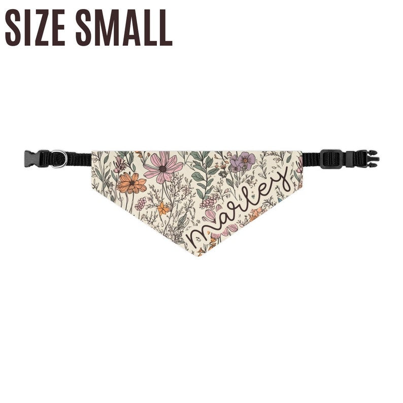 Custom Pet Bandana, Wildflowers Girl Dog Collar, Personalized Pet Name, Matching Dog Shirt and Collar, Floral Dog Gifts, Dog Mom Gifts