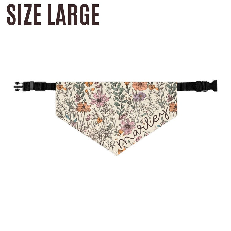 Custom Pet Bandana, Wildflowers Girl Dog Collar, Personalized Pet Name, Matching Dog Shirt and Collar, Floral Dog Gifts, Dog Mom Gifts