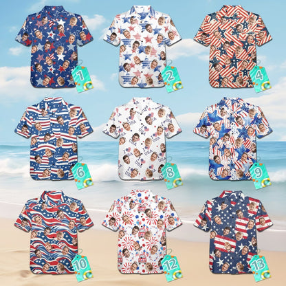 Custom Independence Day Shirts Custom Hawaiian Shirts Flags, Independence Day 4th of July Gifts Custom Photo Hawaiian Shirts Beach shirt
