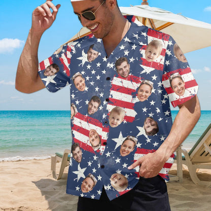 Custom Independence Day Shirts Custom Hawaiian Shirts Flags, Independence Day 4th of July Gifts Custom Photo Hawaiian Shirts Beach shirt