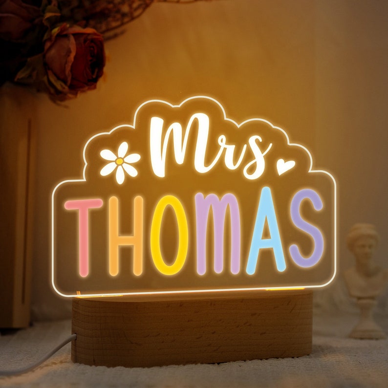 Teacher Appreciation Gift, Custom Teacher's Name Lamp, Personalized Teacher Desk Name Plate, Custom Teacher Gifts, Back to School 2025