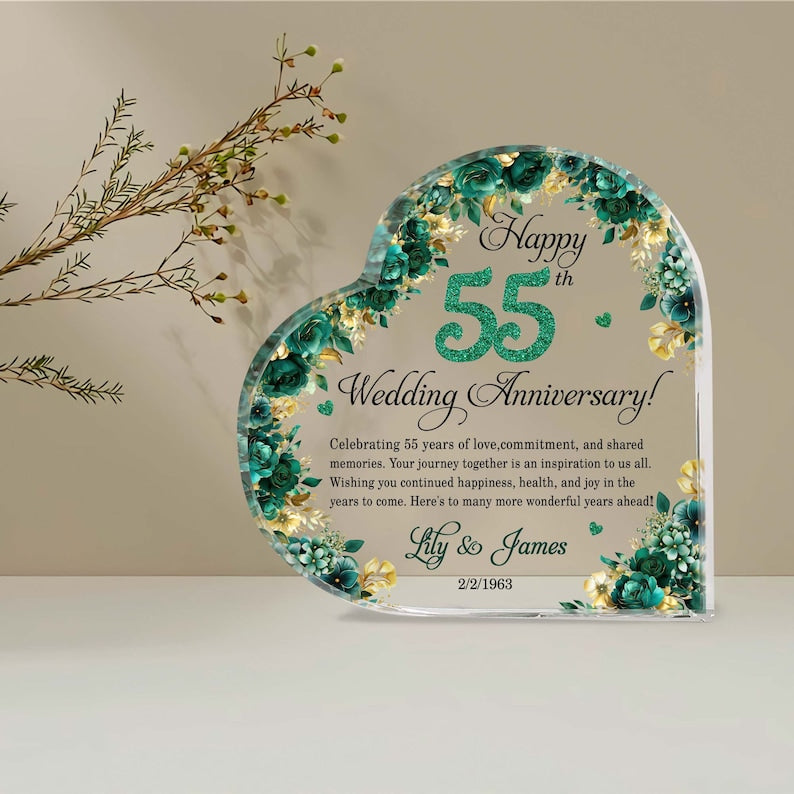 Personalized 55th Wedding Anniversary Gift Heart Acrylic Plaque, 55th Wedding Gifts For Parents, Wedding Anniversary Gift, Husband Gift il_794xN.6117194575_ifu1.jpg