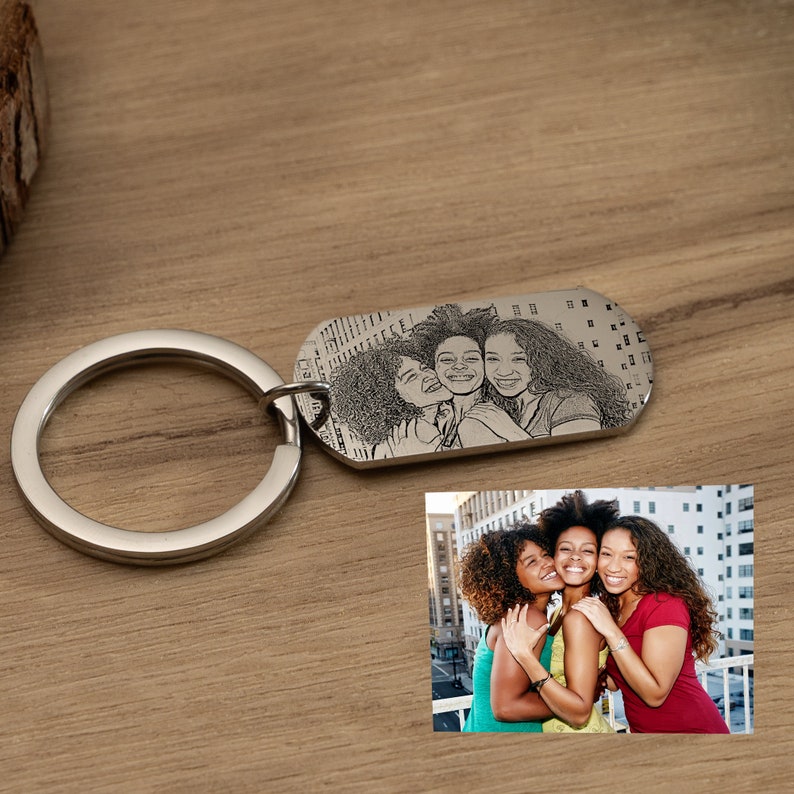 Personalised Photograph Keyring, Laser Engraved Photo Keyring, Couples Keyring Gift, Anniversary Gift, Personalised Keyring, Birthday Gifts