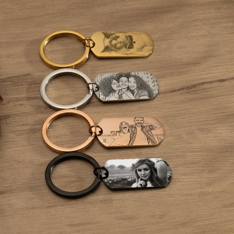Personalised Photograph Keyring, Laser Engraved Photo Keyring, Couples Keyring Gift, Anniversary Gift, Personalised Keyring, Birthday Gifts