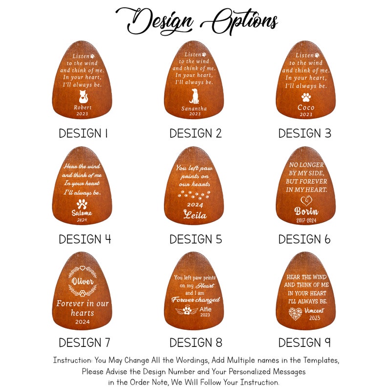 Personalized Engrave Pet Memorial Outdoor Wind Chime | Dog Cat Memorial Gift | Pet Lose Remenbering Gift | Outside Pet Loss Sign for Garden