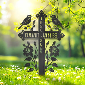Custom Memorial Metal Cross Stake, Grave Marker, Sympathy Gifts, Remembrance Gift, Lawn Metal Cross, Garden Stake, Memorial Gift
