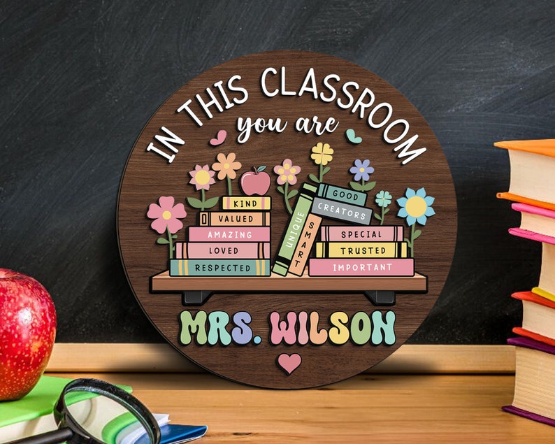 Custom Teacher 3D Door Hanger, In this Classroom You Are, Cute Teacher Door Sign, Back to School Gift, Custom Teacher Name, Classroom Decor
