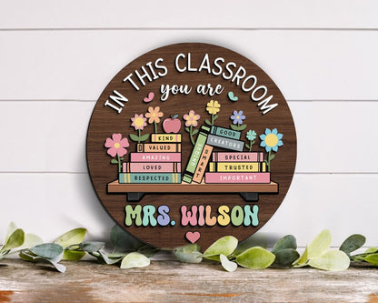 Custom Teacher 3D Door Hanger, In this Classroom You Are, Cute Teacher Door Sign, Back to School Gift, Custom Teacher Name, Classroom Decor