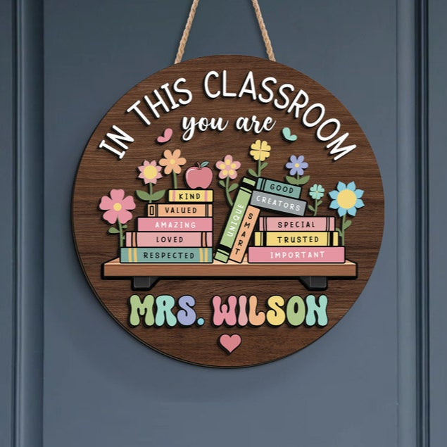 Custom Teacher 3D Door Hanger, In this Classroom You Are, Cute Teacher Door Sign, Back to School Gift, Custom Teacher Name, Classroom Decor