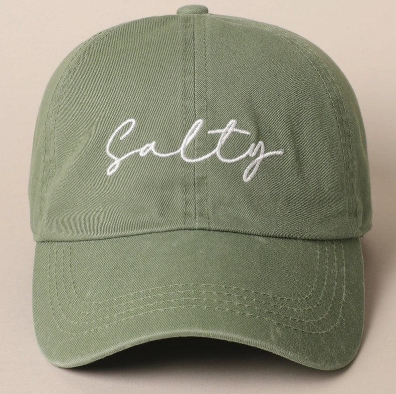 Salty Hat, Stay Salty, Trendy Hat, Fish Hat, Embroidered Sun Hat, Beach Bum, Baseball Cap, Embroidery Cap, Embroidered Hat, Washed Cotton il_794xN.6117848513_i49z.jpg