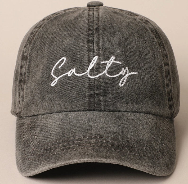 Salty Hat, Stay Salty, Trendy Hat, Fish Hat, Embroidered Sun Hat, Beach Bum, Baseball Cap, Embroidery Cap, Embroidered Hat, Washed Cotton il_794xN.6117848529_7zb7.jpg