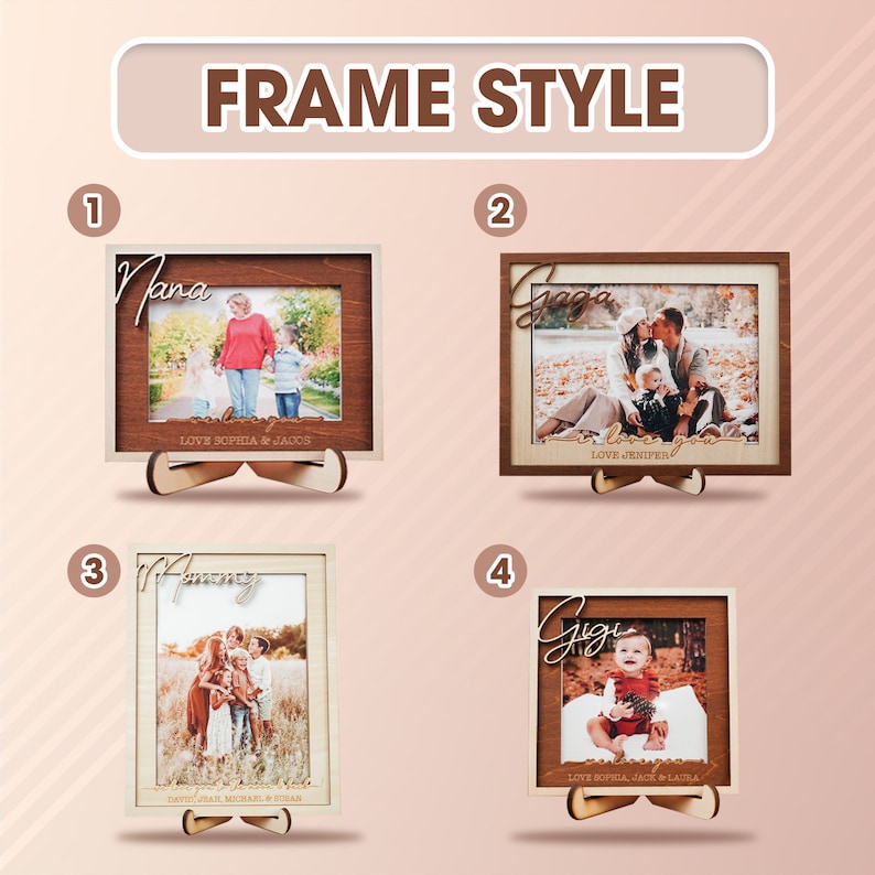 Personalized Photo Frame, Custom Wood Picture Frame, Couple Picture Frame, Engagement Frame, Gift For Family, Gift for Mom, Gigi, Nana Gifts