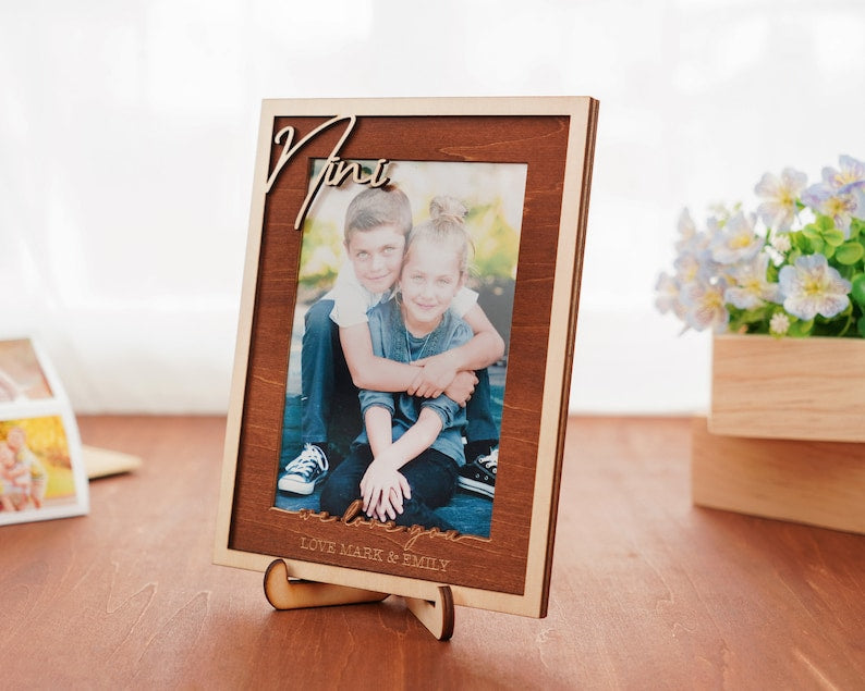 Personalized Photo Frame, Custom Wood Picture Frame, Couple Picture Frame, Engagement Frame, Gift For Family, Gift for Mom, Gigi, Nana Gifts