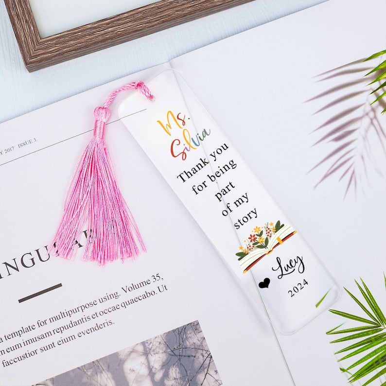 Personalized Teacher Bookmark, Thank You Gift, Teacher Appreciation Gift, Acrylic Bookmark for Teacher, Back To School Gift, Book Lover Gift