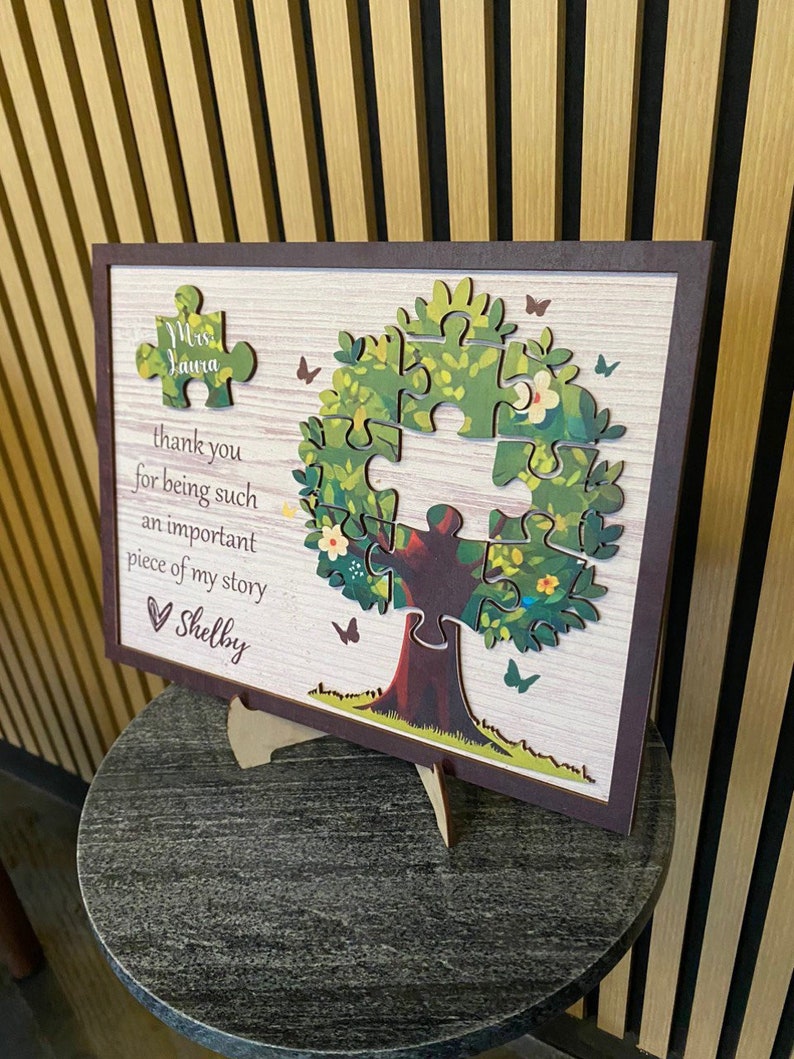 Personalized Teacher Gift Wooden Sign| Custom Thank You For Being An Important Piece Of My Story| Teacher Gifts| Christmas Gifts