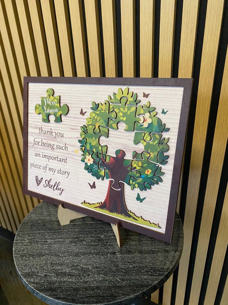 Personalized Teacher Gift Wooden Sign| Custom Thank You For Being An Important Piece Of My Story| Teacher Gifts| Christmas Gifts