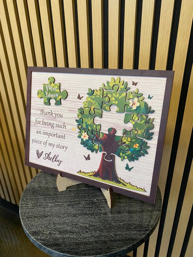 Personalized Teacher Gift Wooden Sign| Custom Thank You For Being An Important Piece Of My Story| Teacher Gifts| Christmas Gifts