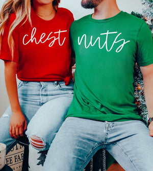 Funny Couples Christmas Sweatshirt: Chest And Nuts Matching Holiday Shirt