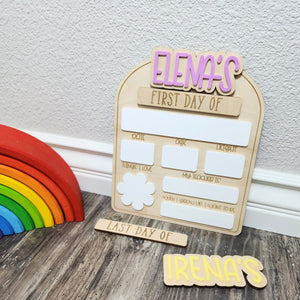 Personalized Back to School, Custom First and Last Day of School Sign, Reusable Dry Erase Board,Interchangeable Name, Photo Prop.