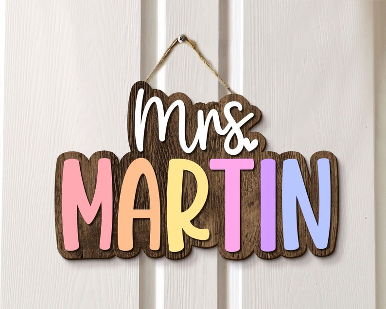 Custom 3D Teacher Door Sign, Personalised Name with Pencil Teacher Sign, Classroom Decor, Teacher Door Hanger, Teacher Back to School Sign