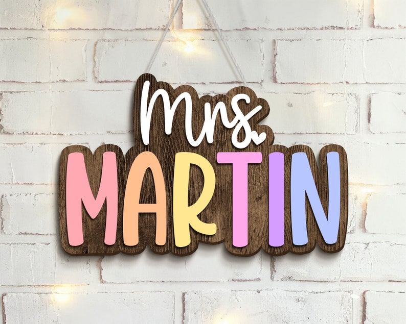 Custom 3D Teacher Door Sign, Personalised Name with Pencil Teacher Sign, Classroom Decor, Teacher Door Hanger, Teacher Back to School Sign