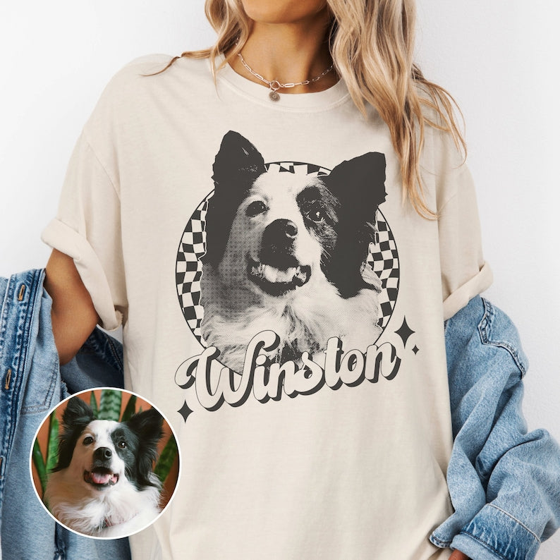 Custom Vintage Pet Unisex Shirt, Pet Photo + Name Custom Personalized Dog, Shirts for Humans, Custom Shirt, 90's Dog Owner Shirt