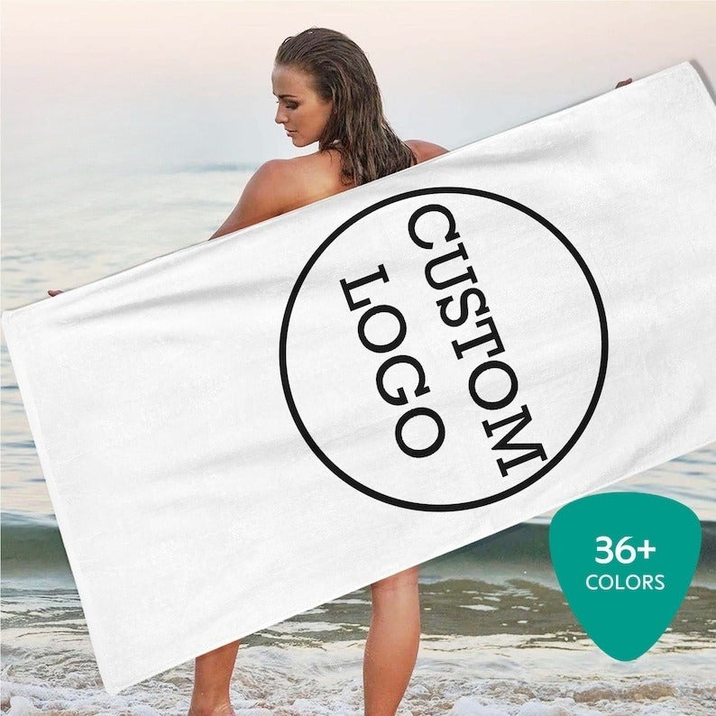 Custom Logo Beach Towel, Pool Towel Gift Appreciation, Towel Gifts for Coworker,Your Logo Here,Beach Print,Towel With Your Logo,Company Logo