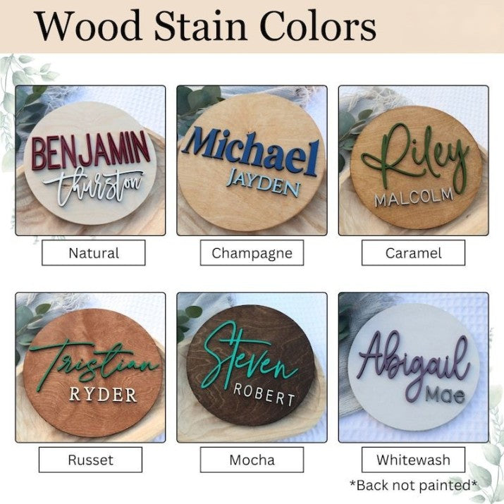 Personalize Round Plaque, Nursery Name Sign, 3D Wooden Baby Name Sign, Nursery Wall Art, Baby Shower, Name Sign For Nursery, Round Name Sign