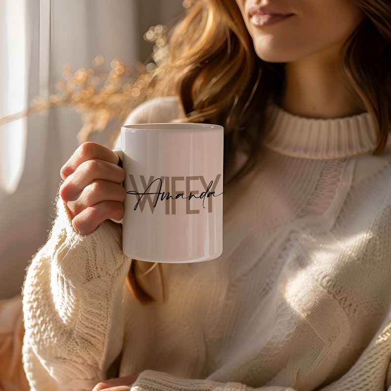 Personalized Wifey Hubby Mug Set, Custom Newly Wed Wedding Gift for Couple, 1st Anniversary Gift for Husband and Wife, Coffee Cup Newly Weds