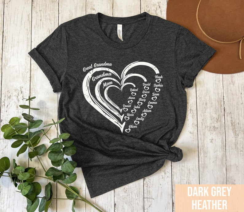 Custom Grandma Shirt, Grandma Heart Shirt, Nana Shirt With Grandkids Name, Gift For Grandma, Mother's Day Shirt, Personalized Grandma Shirt