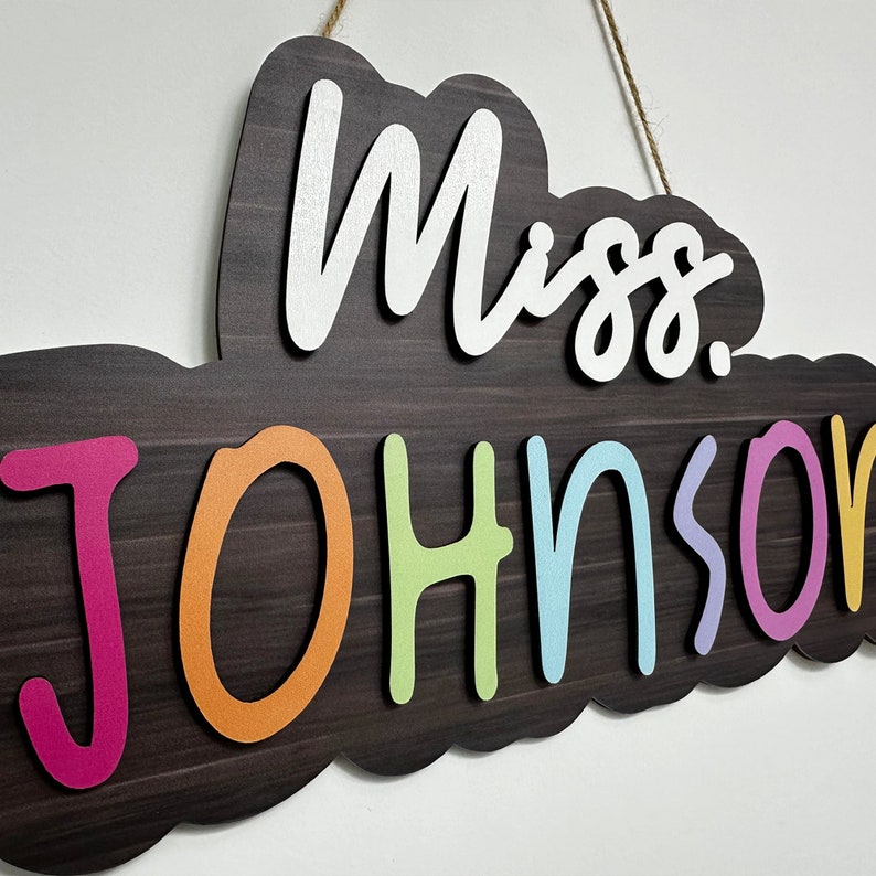Gift for teacher,Teachers' day gift, Teacher Name Sign For Door,Appreciation Gift Wood Teacher Sign,Custom Teacher Door Hanger,Colorful name