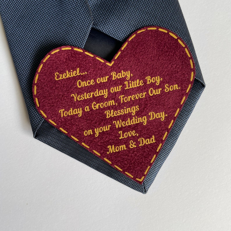 Son's Wedding Day Gift From Mother To Groom On His Wedding Personalized Tie Patch