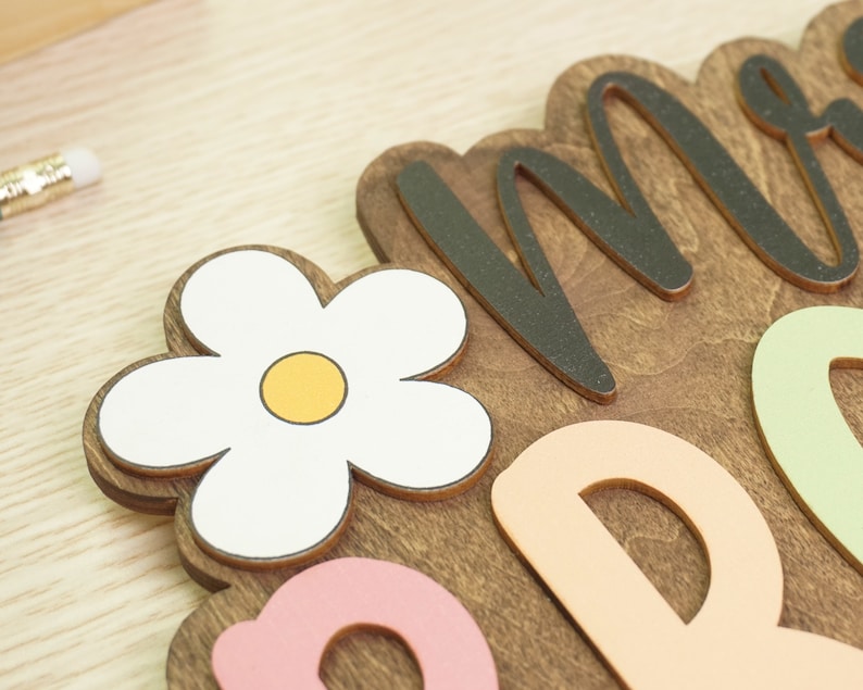 Custom 3D Teacher Door Sign, Personalised Name with Pencil Teacher Sign, Classroom Decor, Teacher Door Hanger, Teacher Back to School Sign