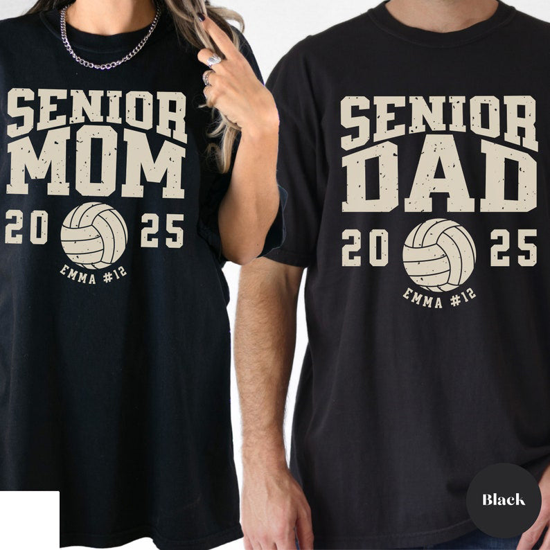 Matching Senior Volleyball Mom Shirt Senior Volleyball Dad Shirt, Custom Name Number Year, Class of 2025 Grad Parents Gift