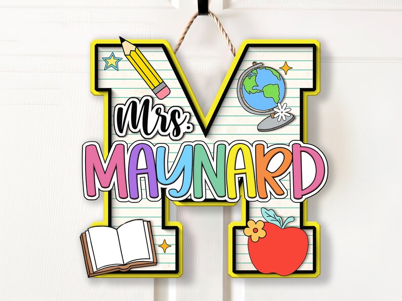 Personalized Teacher Door Sign, Teacher Name Sign For Classroom 3D Wooden Sign, Classroom Door Sign, School Gift, Teacher Letter & Name Sign