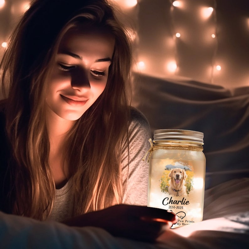 Forever Loved Dog Cat Personalized Dog Memorial Gifts For Loss Of Dog, Mason Jar Lights 16Oz, Pet Memorial Gifts For Dogs, Pet Memorial Gifts, Dog Loss Gift il_794xN.6130452819_aq4x.jpg