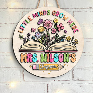 Cute Teacher Gifts, 3D Teacher Door Hanger, Classroom Welcome Sign, Back to School Gift, Custom Teacher Name Sign, Floral Classroom Decor