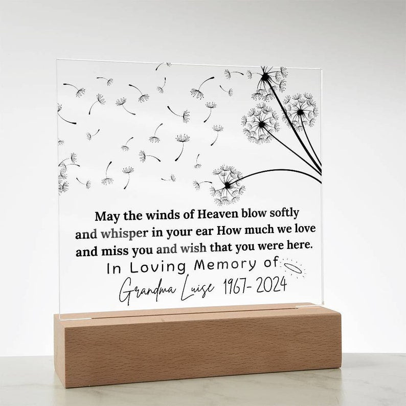 May The Winds Of Heaven Memorial Plaque, Sympathy Gift, Bereavement Gift, In Memory Of Condolences Gift Memorial Keepsake, Loss Of Loved One