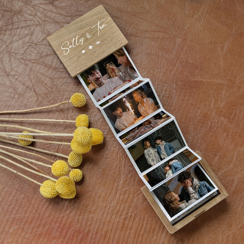 Pull Out Photo Album Custom Wooden Photo Box Personalized Memory Keepsake Box Trinket Wood Box Customized Wooden Photo Frame Shadow Box