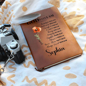 Prayer Journal Christian Gift for Women Personalized God Says I Am Custom Leather Diary Religious Birthday Christmas Graduation Gift for Her