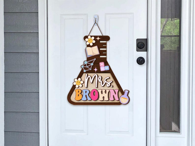 Custom 3D Science Teacher Name Sign, Science Classroom Decor, Teacher Name For Classroom Wooden Sign, Teacher Door Sign, Back To School Sign