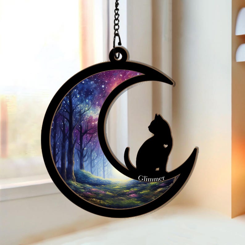 Loss of Pet Sympathy Gift| Pet Memorial Suncatcher| Pet Remembrance Gift| Handmade Custom Name Cat Decor, Cat Memorial Gift, Cat Loss Gift