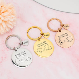 Custom Long Distance Keychain,Leaving Home Gift,Keychain Long Distance Couple Friends Long Distance Relationship Gift, Valentine's Day Gifts