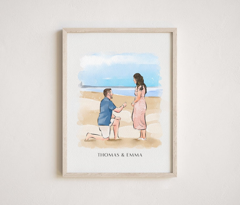 Custom Photo Friendship Print, Best Friend Photo Portrait, Sisters Gift, Couple Art Gift